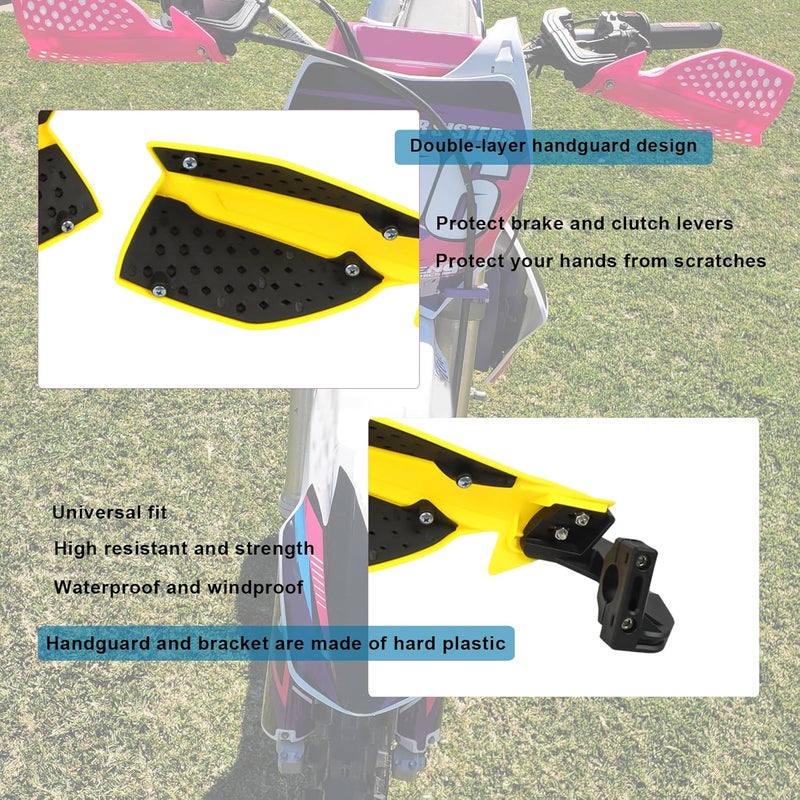 HAONEL Universal Dirt Bike Handguards 7/8" 22mm Plastic Motorcycle Handlebar Lever Hand Protector Accessories for Off-Road Motocross Enduro ATV Pit Bike(Yellow and Black) - Image 2